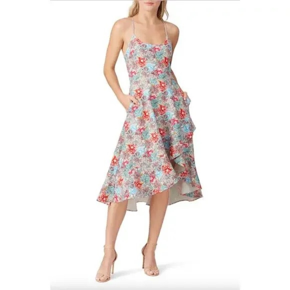 Black Halo Floral Print Midi Dress